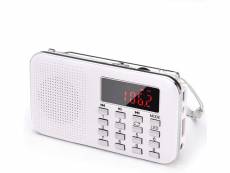 Radio portable am / fm / sd / aux / usb avec batterie rechargeable de 1200 mah blanc gris