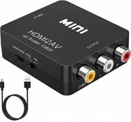 Convertisseur HDMI vers RCA 1080P Mini HDMI vers AV 3RCA-CVBs Adaptateur convertisseur audio vidéo composite prend en charge PAL / NTSC pour TV, PS4,
