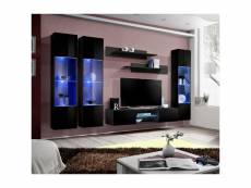 Ensemble meuble tv fly p3 avec led. Coloris noir. Meubles suspendus design pour votre salon.
