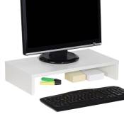 Support d'écran d'ordinateur MONITOR, réhausseur pour moniteur avec tablette de séparation, longueur 50 cm, en mélaminé blanc mat