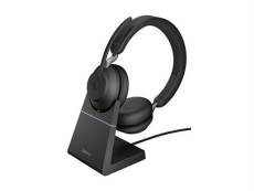 Jabra Evolve2 65 UC Stereo - Micro-casque - sur-oreille - Bluetooth - sans fil - USB-C - isolation acoustique - noir - avec support de chargement