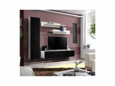 Meuble tv fly g1 design, coloris blanc et noir brillant. Meuble suspendu moderne et tendance pour votre salon.