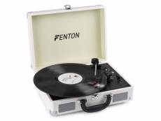 Valise tourne-disque vinyle blanche fenton - haut-parleurs stéréo intégrés - lecture: 33-45-78 - disque 7-10-12