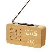 Radio Réveil en Bois Multifonction Rétro Horloge