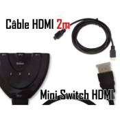 CABLING® 3 Port HDMI 1080p Auto switch Splitter Hub Pigtail 1.3b + Cable HDMI M/M 2M