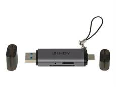 Lindy - Lecteur de carte (MMC, SD, miniSD, RS-MMC, MMCmobile, microSD, MMCmicro, SDHC, microSDHC, SDXC, microSDXC, SDHC UHS-I, SDXC UHS-I) - USB / USB