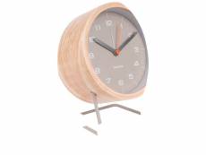 Horloge réveil en bois innate - diam. 14 cm - gris
