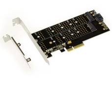 Carte Contrôleur PCIe SSD M2 de Type SATA et/ou PCIe - 2 Ports M.2 Type B et M Key. Support SATA, AHCI et NVMe.