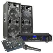 MAX212 Kit Sono DJ, amplificateur et table de mixage - 2800W, kit parfait pour débutant et professionnels