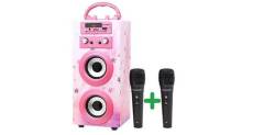 Dynasonic (3e génération) - enceinte bluetooth portable karaoké hautparleur, microphone inclu, radio fm, lecteur usb/sd - modèle 025-2 (rose pétant)