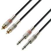 Adam hall cables k3tpc0300 câble audio 2 x rca mâle vers 2 x jack 6,3 mm mono, longueur 3 m