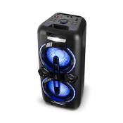 auna Bazzter Système Audio de soirée - 2 subwoofer de 20,3 cm (2 x 8), Enceinte Bluetooth, 100W RMS, Batterie, USB, MP3, AUX, FM, Micro, Noir