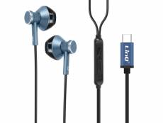 Écouteurs filaires usb-c son de qualité bouton multifonction linq bleu nuit SM9809