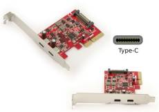 KALEA-INFORMATIQUE Carte contrôleur PCIe USB 3.1 SuperSpeed + 10G 2 ports type C avec équerres LOW ET HIGH PROFILE