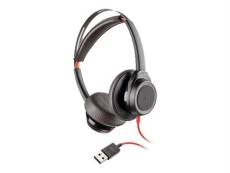 Poly Blackwire 7225 - Micro-casque - sur-oreille - filaire - Suppresseur de bruit actif - USB - noir - Certifié pour Microsoft Teams