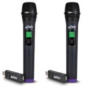 lot de 2 systèmes de microphones à mains sans fils avec écrans digitals uhf via usb