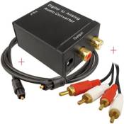 wikson electronics - Convertisseur Audio Numérique de Numérique Digital Optical Coaxial Toslink vers signal analogique Stereo (RCA) + 2.1 CH + 136 cm
