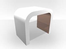 Zespoke Petit meuble Hifi extérieur en forme de U Blanc Intérieur brillant Cappuccino