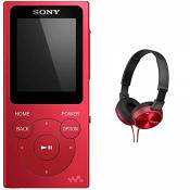 Lecteur MP3 Walkman Sony NWE394R.CEW 8 Go avec Radio FM - Rouge & MDR-ZX310R Casque Pliable - Rouge