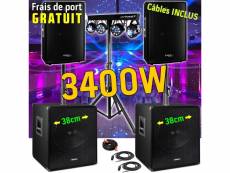 Pack sono 181815 3400w enceintes bms15 + supports +2