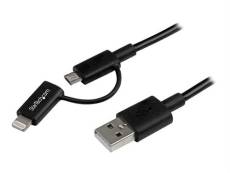 StarTech.com Câble Lightning 8 broches ou Micro USB vers USB de 1 m - Cordon de charge / synchronisation - Noir (LTUB1MBK) - Câble de chargement / de