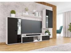 Furnix meuble multimédia Sarai meuble-paroi 4 éléments avec led 240 x 180 x 40,2 cm blanc noir
