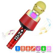 Microphone de Karaoké Sans Fil Bluetooth Pour IPhone, Android, Micro Portable Pour Home, Party - rouge