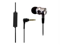 V7 HA111-3EB - Écouteurs avec micro - intra-auriculaire - filaire - jack 3,5mm - isolation acoustique - argent