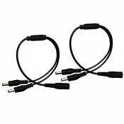 2-Pack 1 Male to 2 Female Way DC Power Splitter Cable
