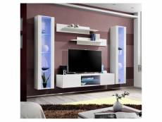 Ensemble meuble tv fly o2 avec led. Coloris blanc. Meuble suspendu design pour votre salon.