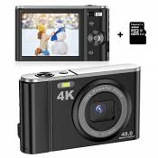 Appareil Photo numérique 4K avec Carte SD de 32 Go Mini caméra vidéo 48 MP Batterie LCD 2,8 Pouces Appareil Photo de Poche Rechargeable pour étudiants