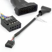 Câble adaptateur USB 3.0 19 broches mâle vers USB