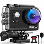 COOAU Action Cam HD 4K 20 MP WiFi avec Microphone extérieur Appareil Photo sous l'eau 40 m avec télécommande Caméscope étanche 170 ° Grand Angle Time