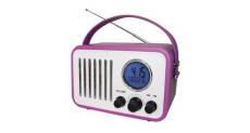 Radio-réveil vintage portative mauve