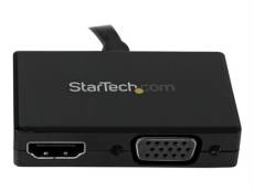 StarTech.com Adaptateur audio / vidéo de voyage - Convertisseur 2-en-1 DisplayPort vers HDMI ou VGA - 1920x1200 / 1080p - Noir - Convertisseur vidéo -