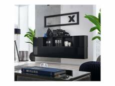Composition de meubles murales cubes 5 design coloris noir et noir brillant. Meuble de salon suspendu