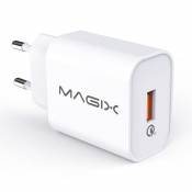 Magix Chargeur USB Mural Quick Charge 3.0 18W 3A, AC