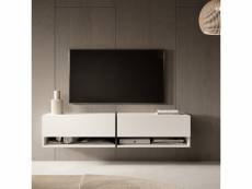 Mirrgo - meuble tv 140 cm blanc avec insert bleu marine