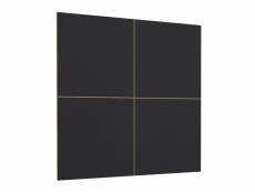 Panneaux muraux décoratifs noir mat sur support fond chêne. Collection clara
