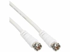 Câble sat inline® 2x 2x f-plug blindé et blindé 75db blanc 5m