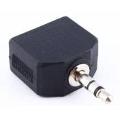 Adaptateur splitter jack audio 3.5 m - Adaptateur Stéréo pour Ecouteurs et Casque - Noir