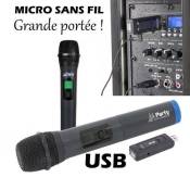 Sono micro main sans fil avec écran digital uhf via usb - pa sono dj led