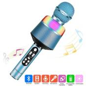 Microphone edorreco de karaoké sans fil bluetooth pour iphone, android, micro portable pour home, party - bleu