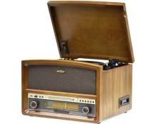 Reflexion HIF1937 Chaîne stéréo rétro FM, CD, Cassette, Lecteur de disque, USB, Boîtier en bois véritable, fonction enregistrement, avec télécommande