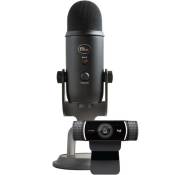 Microphone Logitech Blue Yeti USB Noir + Webcam Logitech C922 Pro HD Noir pour PC et Mac