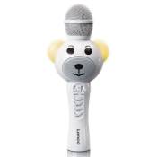 Microphone karaoké avec Bluetooth®, slot SD, lumières, sortie auxiliaire Lenco BMC-060WH Blanc-Noir