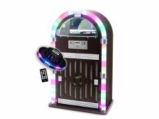Chaîne hifi jukebox retro 60w avec tourne disque vinyle bluetooth, cd, fm + télécommande, jeu de lumière ovni led