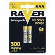 EMOS Raver Lot de 2 Piles solaires AAA Rechargeables
