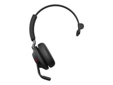 Jabra Evolve2 65 UC Mono - Micro-casque - sur-oreille - convertible - Bluetooth - sans fil - USB-A - isolation acoustique - noir - avec support de cha