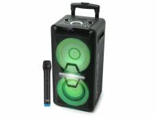 Enceinte dj - muse m-1920dj sur batterie, 300w, cd, bluetooth et effets led (usb, aux, télécommande), 1 microphone vhf sans fil